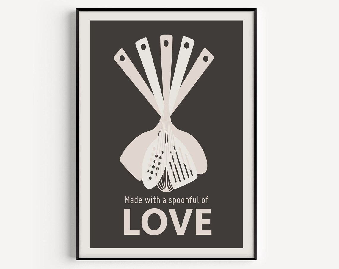 Made with a Spoonful of Love Rustic Kitchen Utensils Wall Art