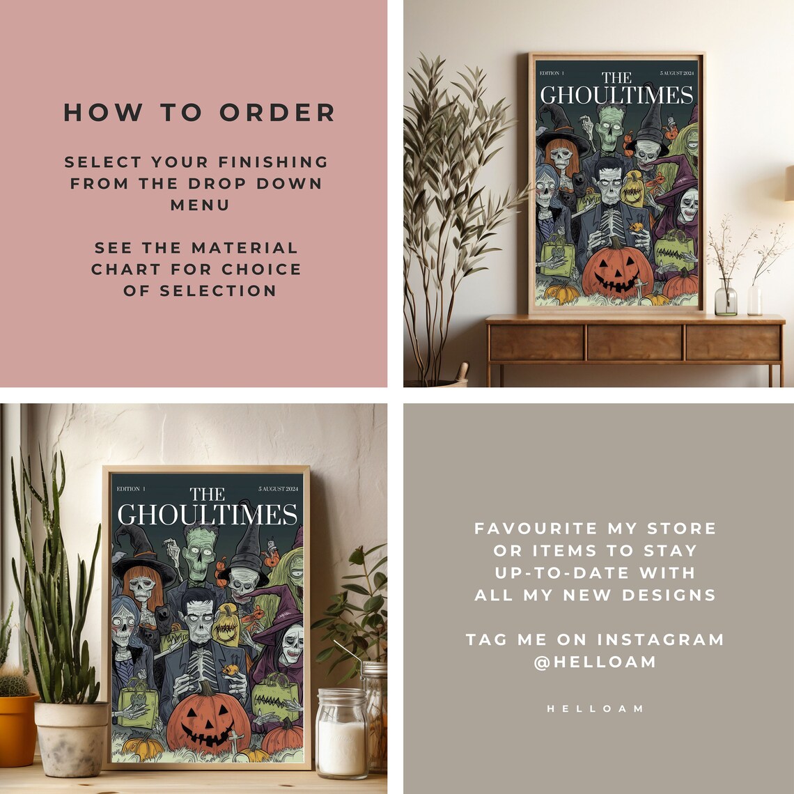 The Ghoul Times Halloween Skeletons Monsters Vintage Newspaper Wall Art - Image 3