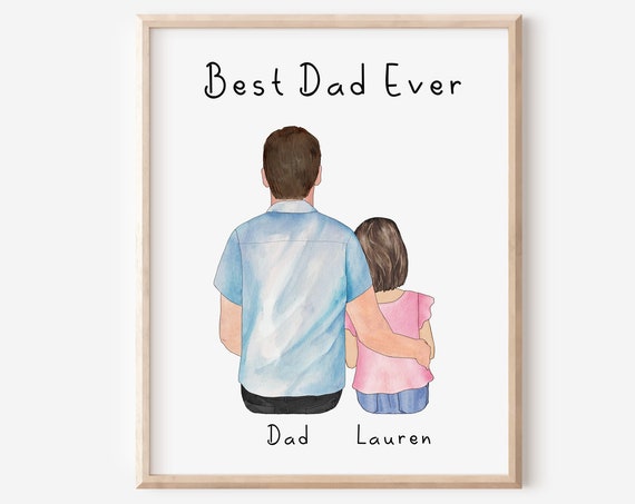 Custom Dad Daughter Portrait, Family Gift Art Print