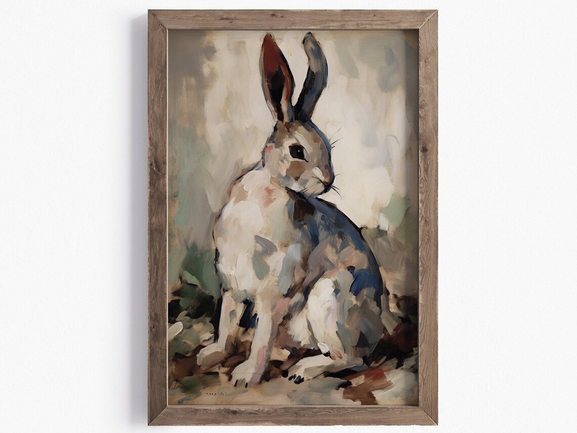 Rabbit Print Vintage Rustic Farmhouse Art Print - Image 5