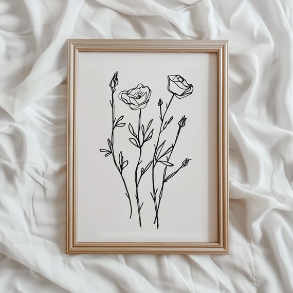 Minimalist Flower Line Art Art Print