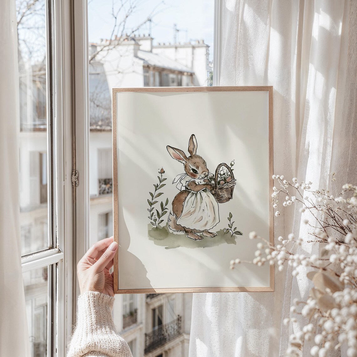 Rabbit Illustration Print, Vintage Cottagecore Nursery - Image 4