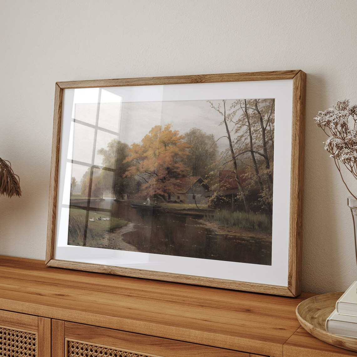 Autumn Lake Print, Vintage Farmhouse Wall Art - Image 2