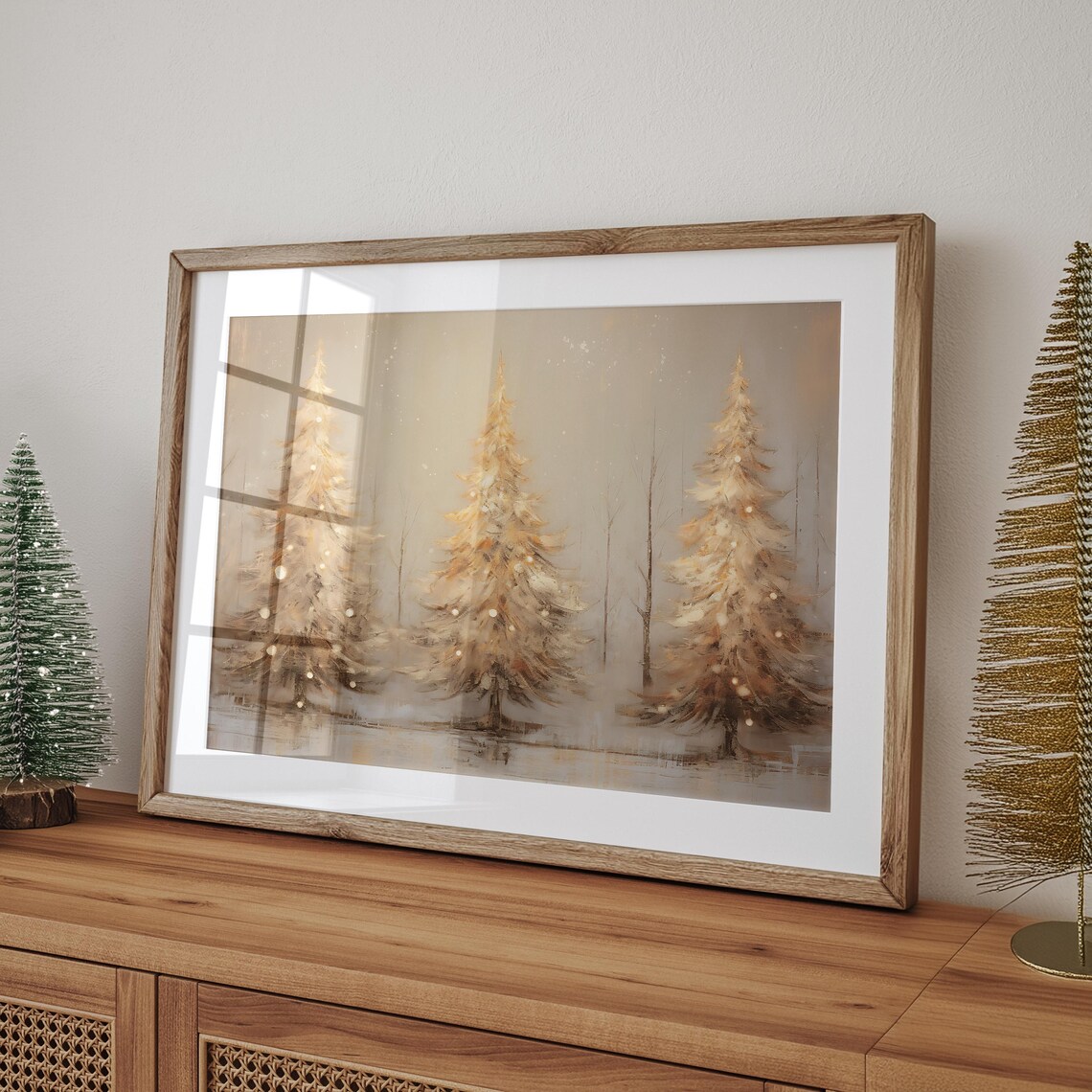 Gold Christmas Trees Art Print, Glittery Holiday Decor - Image 4