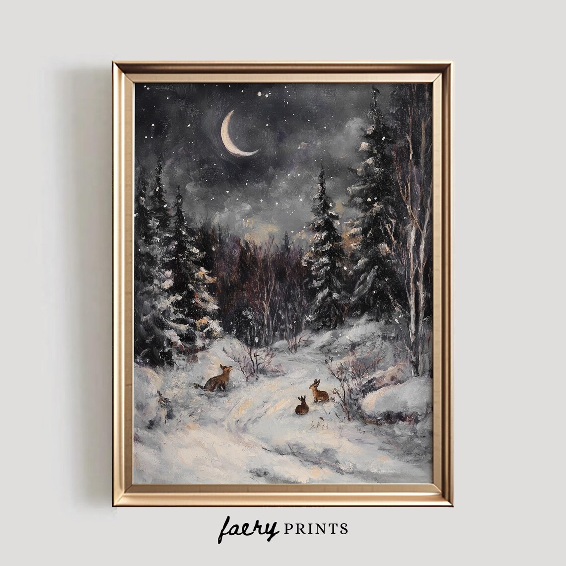 Winter Wildlife Print, Snowy Forest Art Print - Image 5