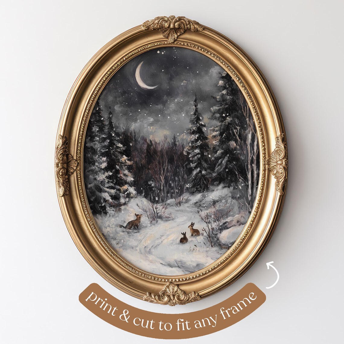 Winter Wildlife Print, Snowy Forest Art Print - Image 3