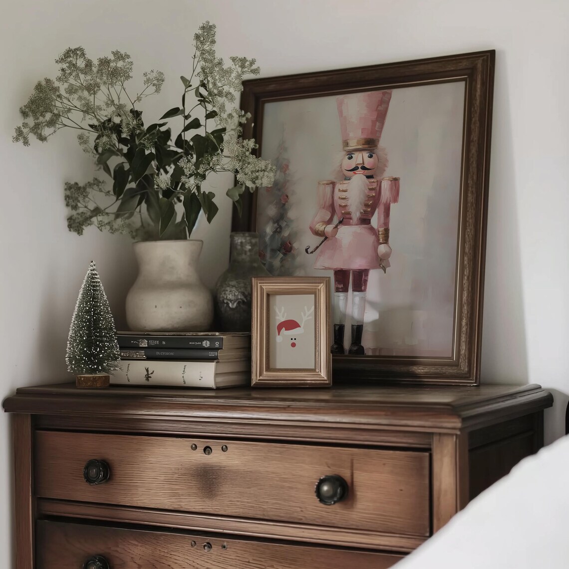 Pink Nutcracker Christmas Art Print, Holiday Decor - Image 3