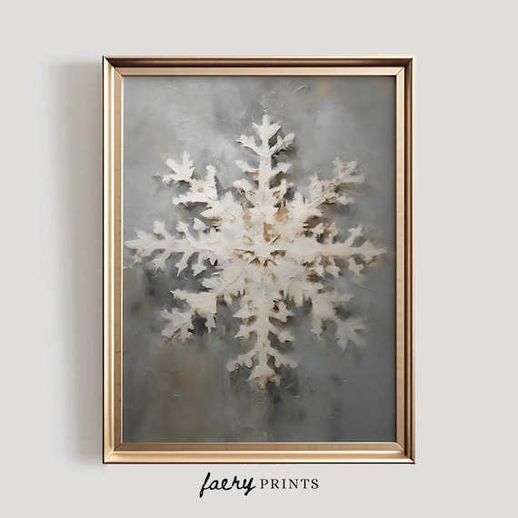 Snowflake Print, Vintage Winter Holiday Art Print