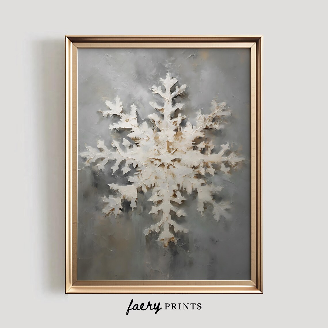 Snowflake Print, Vintage Winter Holiday Art Print