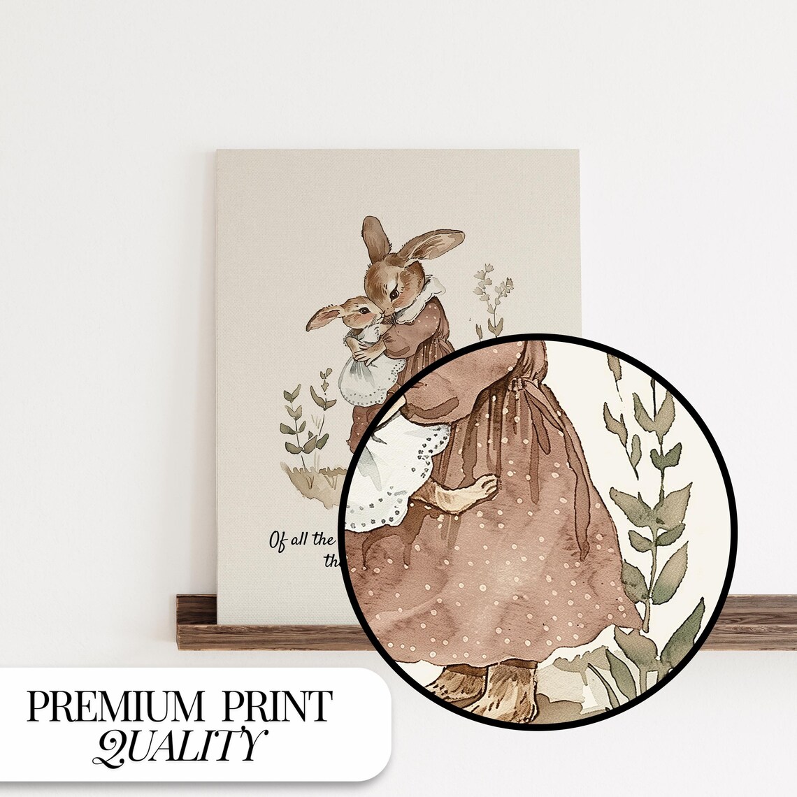 Rabbit Vintage Nursery Art Print, Cottagecore Decor - Image 3