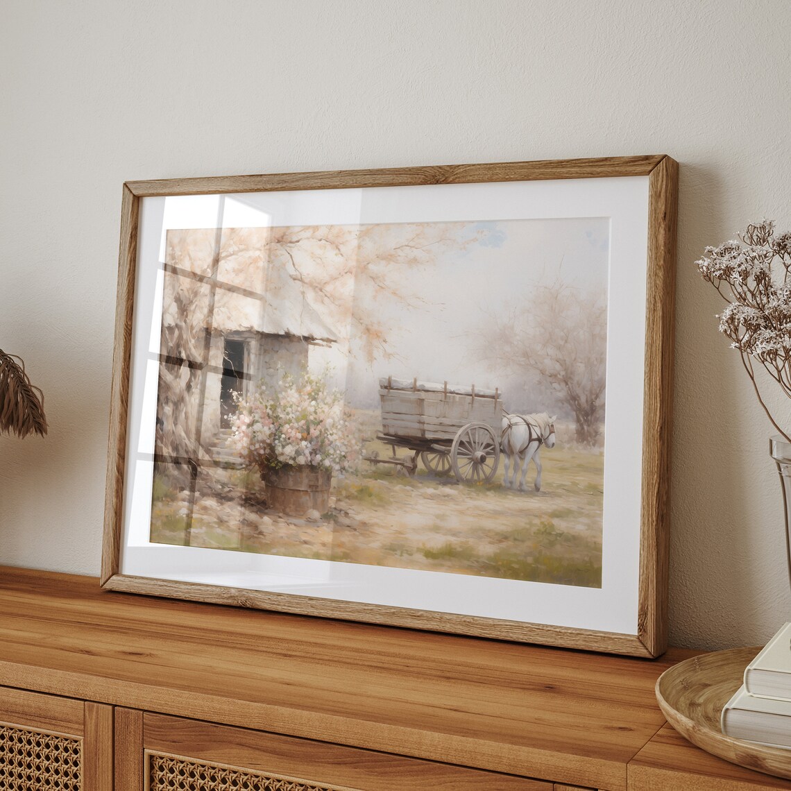Spring Farmhouse Wildflowers Horse Buggy Art Print - Image 5