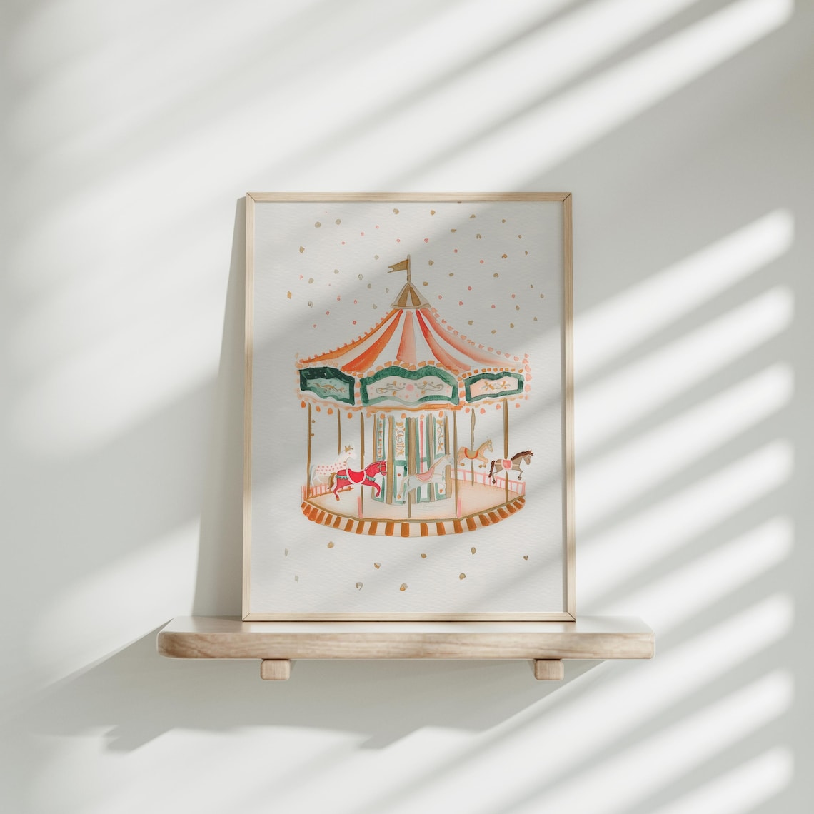 Watercolor Carousel Nursery Art Print, Whimsical Carnival - Image 4