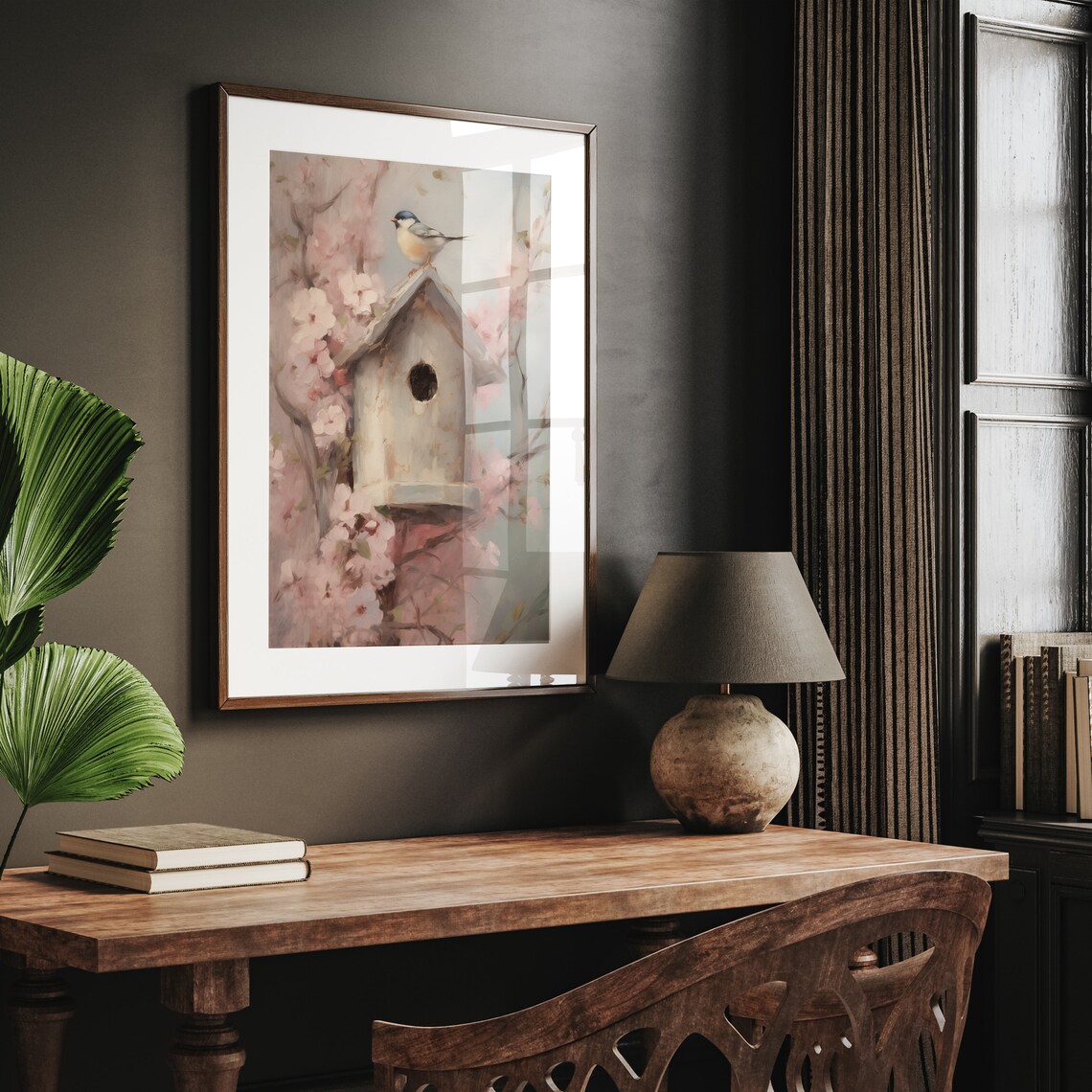 Spring Birdhouse Vintage Cherry Blossom Art Print - Image 2