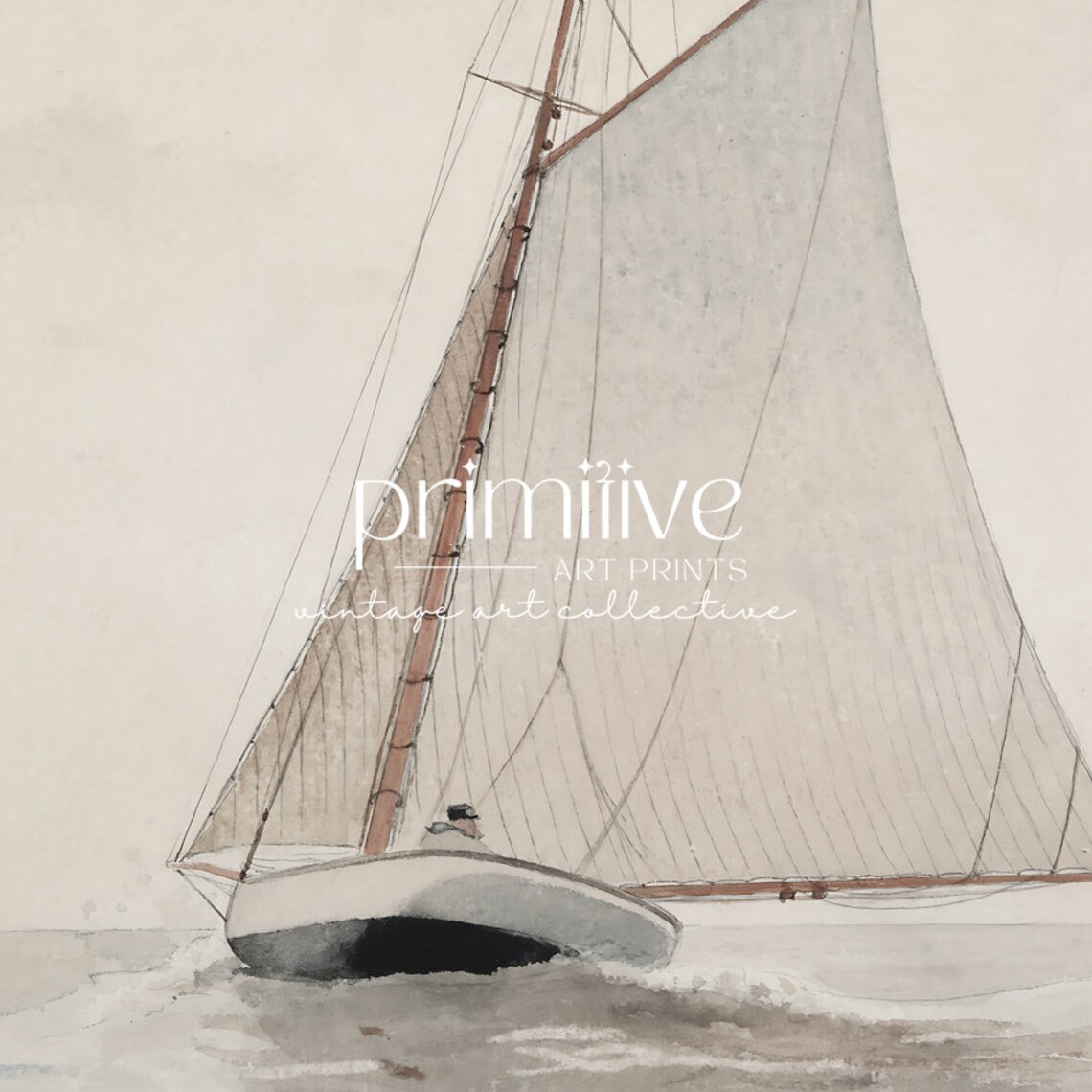 Sailboat Vintage Coastal Art Print, Antique Sea Art - Image 2