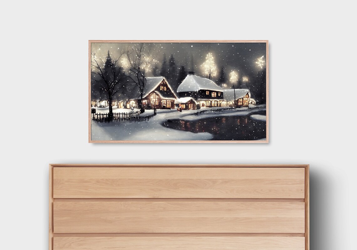 Winter Frame TV Art Christmas Holiday Evening Poster
