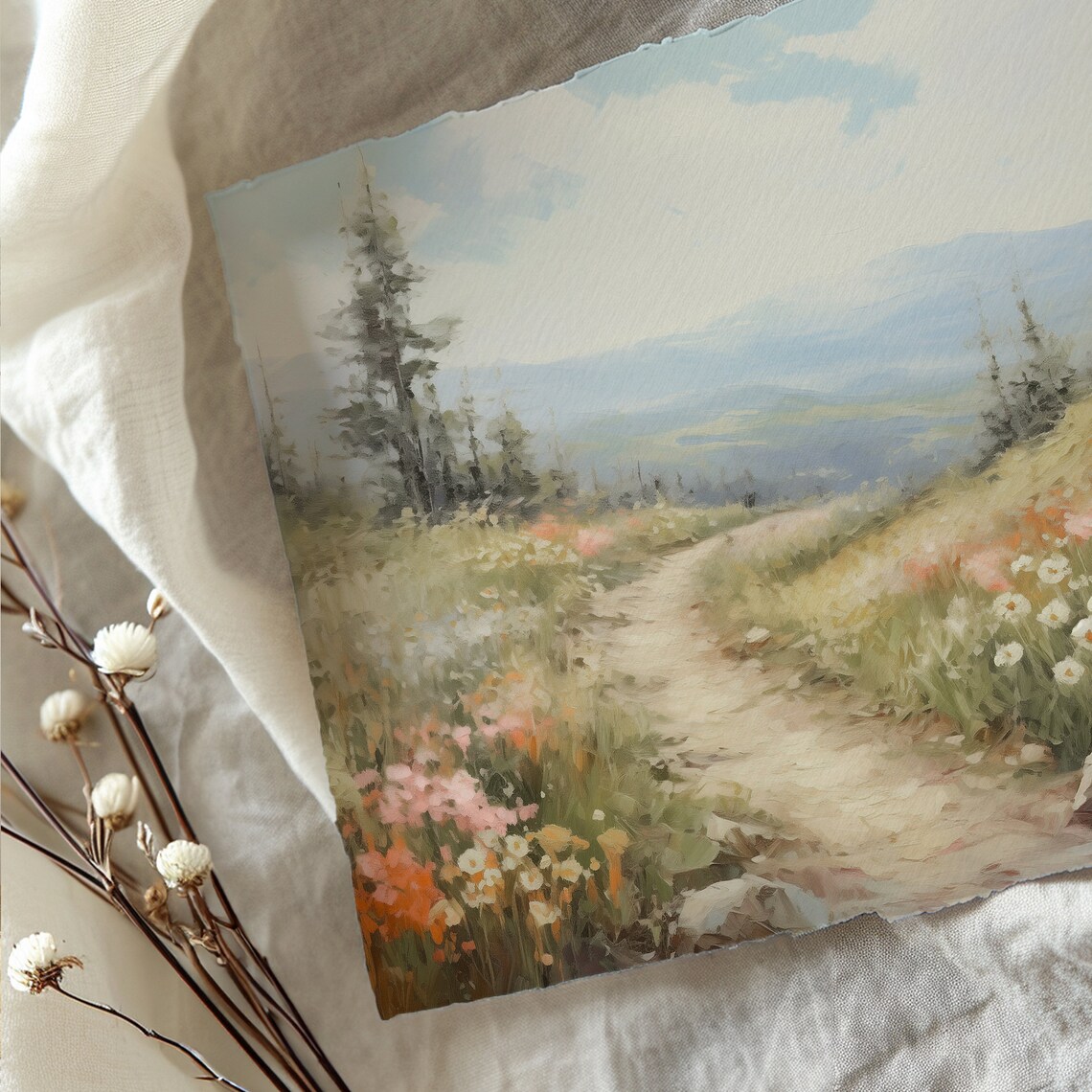Spring Wildflower Landscape, Vintage Travel Poster - Image 3