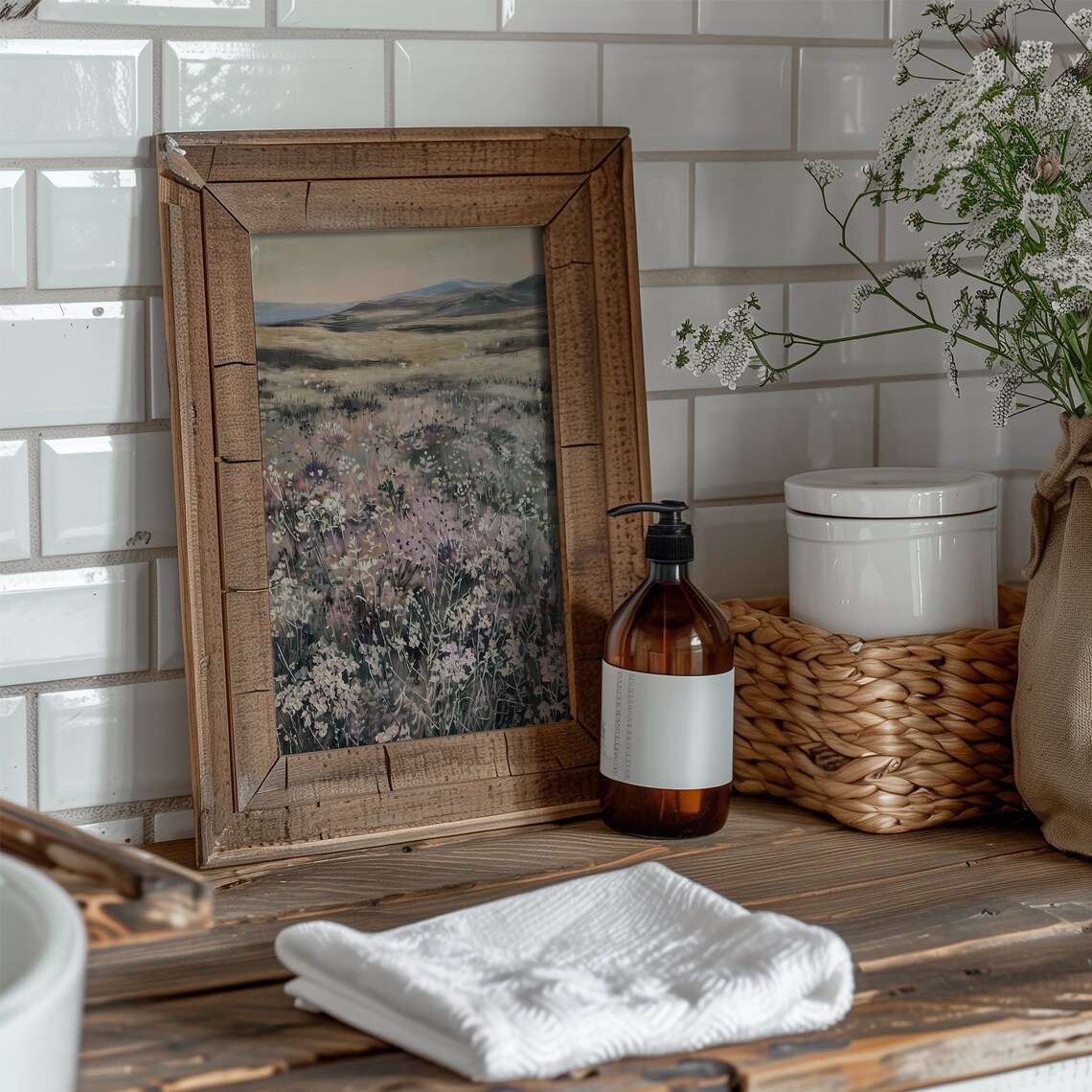 Lavender Field Landscape Vintage Art Print - Image 3