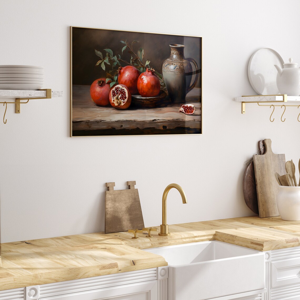 Pomegranate Print, Vintage Rustic Kitchen Art - Image 3