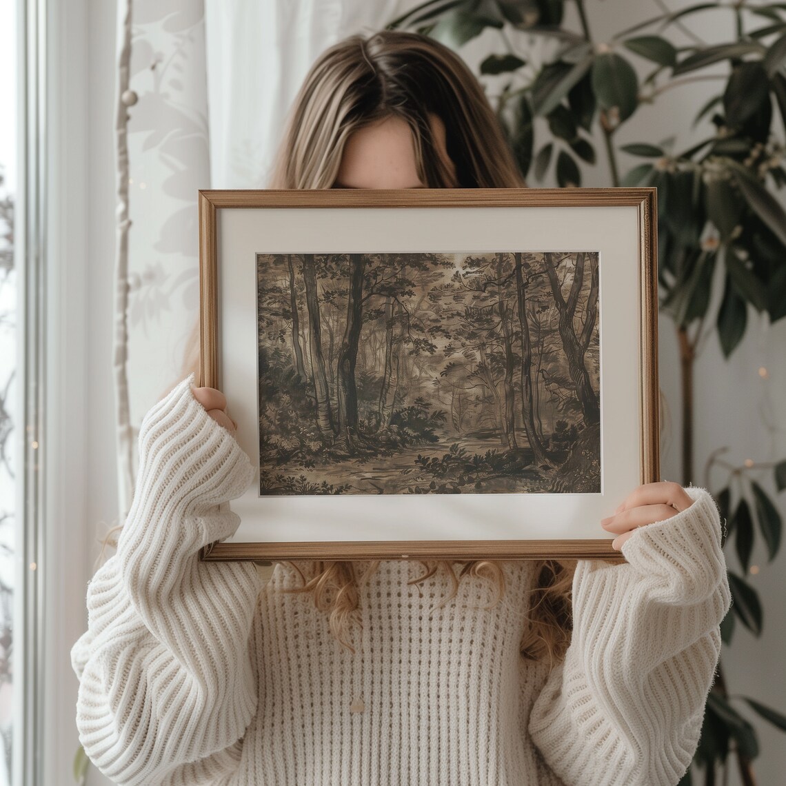 Moody Antique Landscape Art Print, Vintage Woodland - Image 4