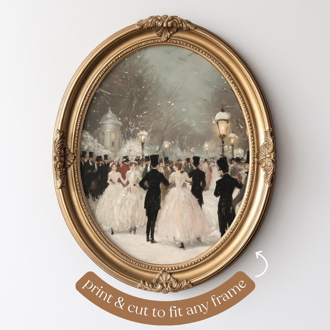 Victorian Winter Ball Vintage Holiday Art Print - Image 4