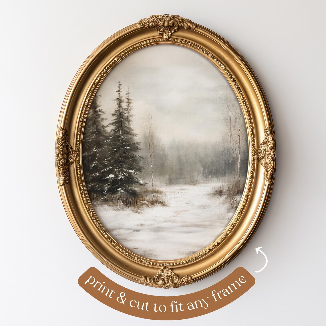 Winter Forest Print, Rustic Snowy Landscape Art - Image 5