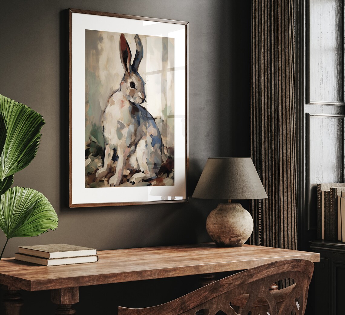 Rabbit Print Vintage Rustic Farmhouse Art Print - Image 4