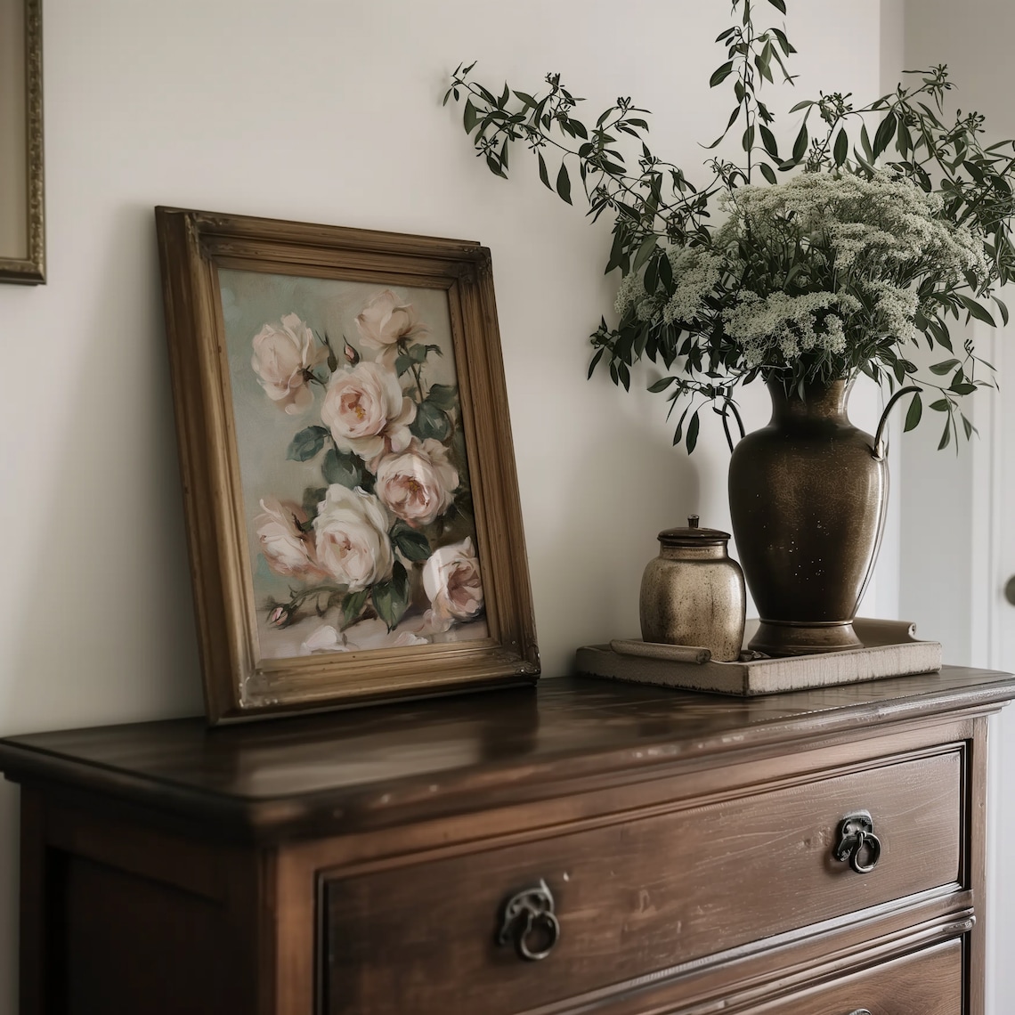 Pink Roses Vintage Romantic Wall Art Print - Image 4