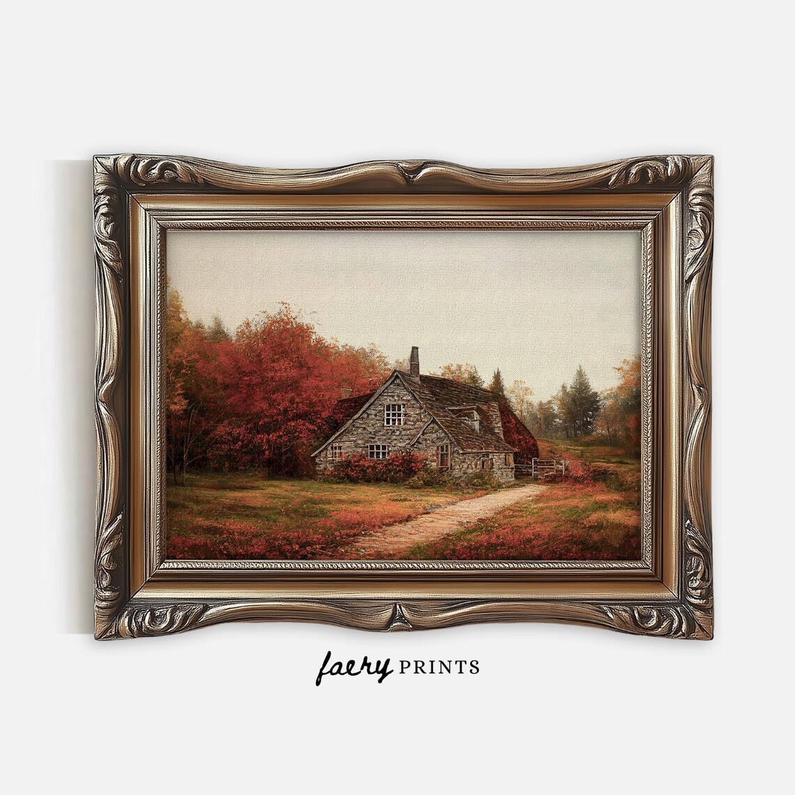 Autumn Landscape Art Print, Fall Farmhouse Decor