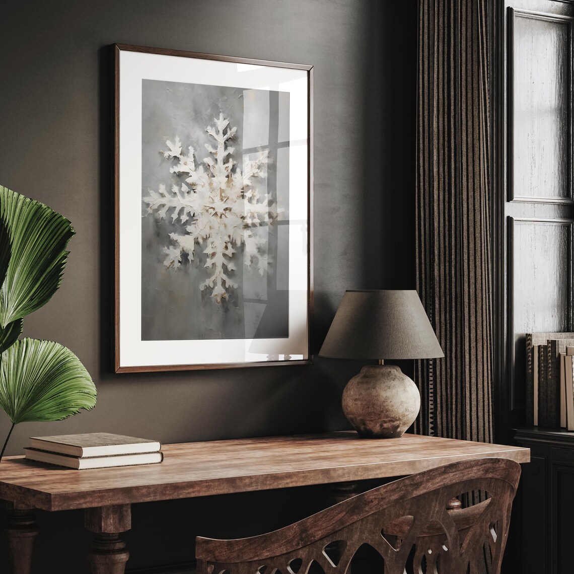 Snowflake Print, Vintage Winter Holiday Art Print - Image 2