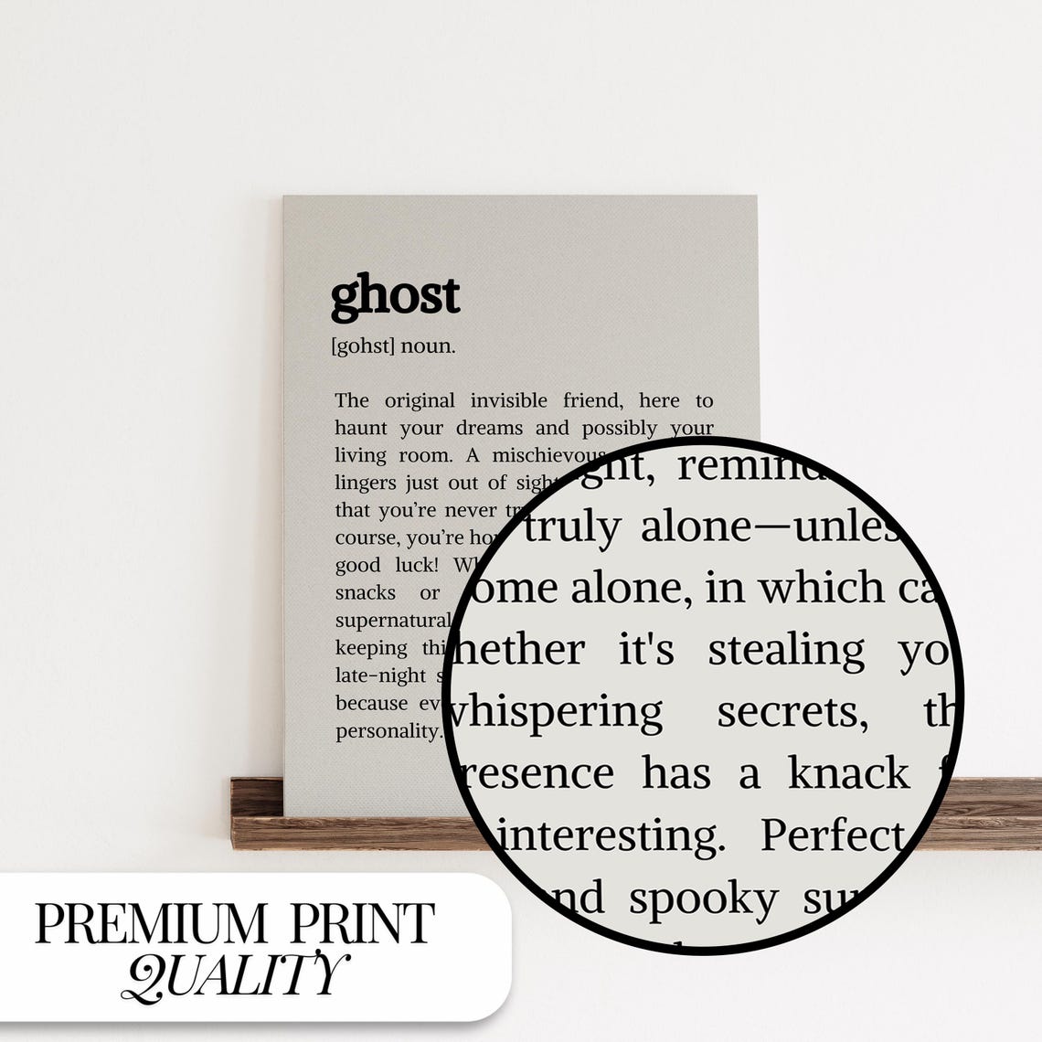 Ghost Definition Noun Funny Dictionary Typography Halloween Poster - Image 5