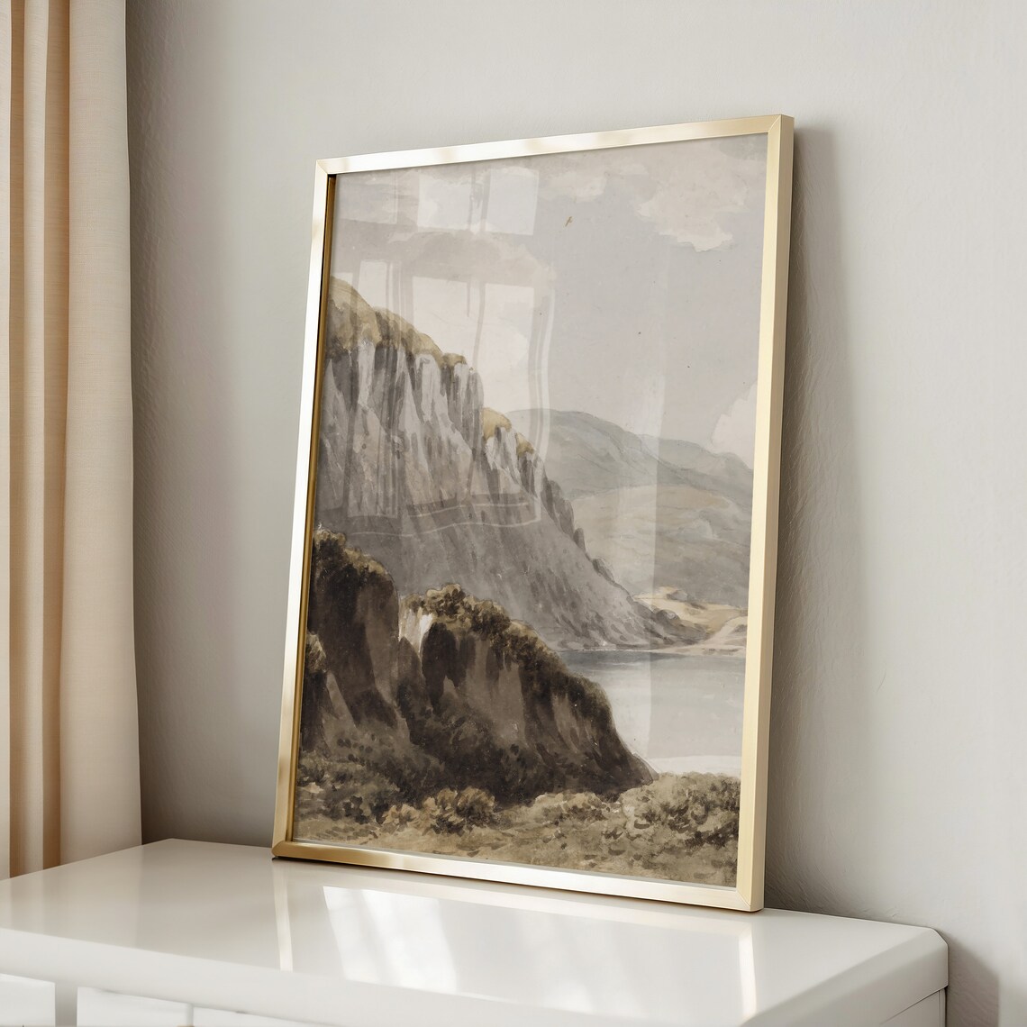 Rustic Landscape Print, Vintage Mountainside Wall Art - Image 3