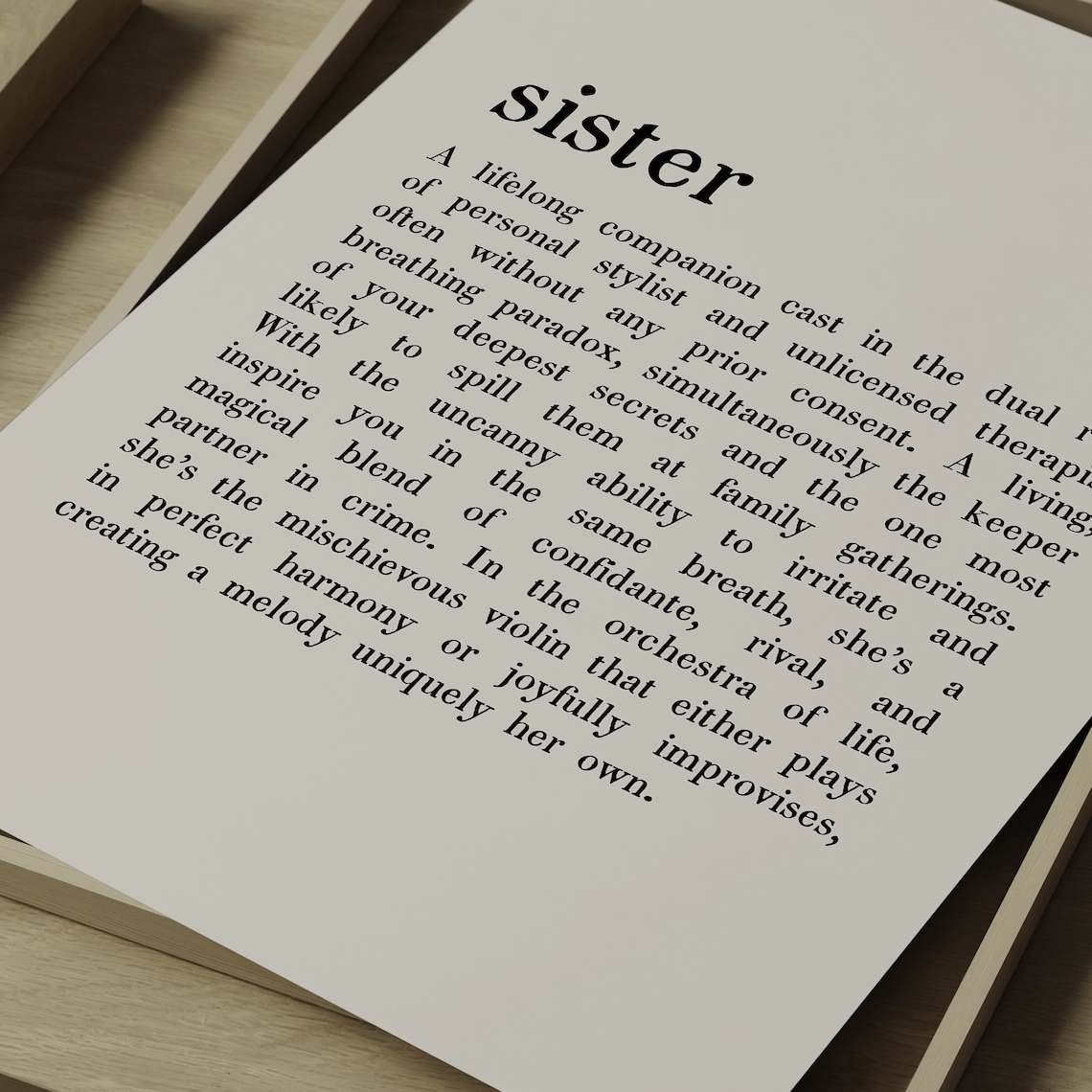 Sister Definition Minimalist Art Print, Gift For Her - Image 4