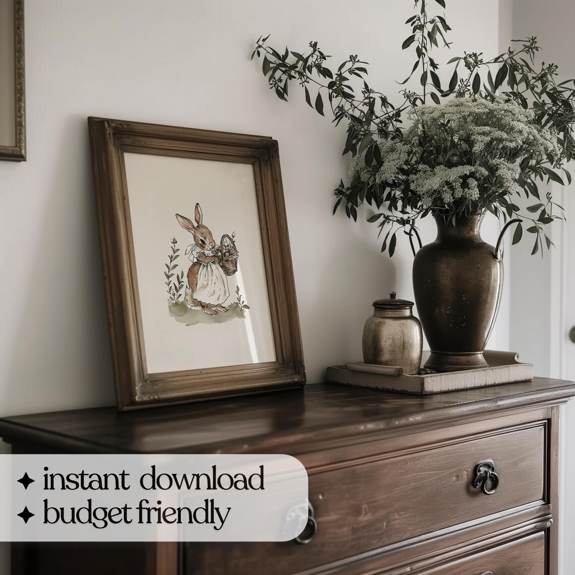 Rabbit Illustration Print, Vintage Cottagecore Nursery - Image 5