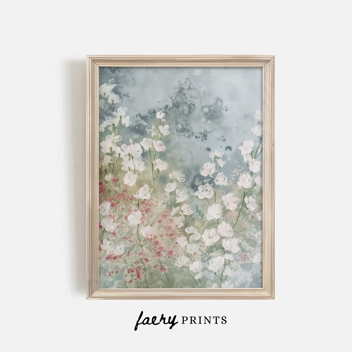 Spring Floral Art Print, Soft Blue Flower Decor - Image 5