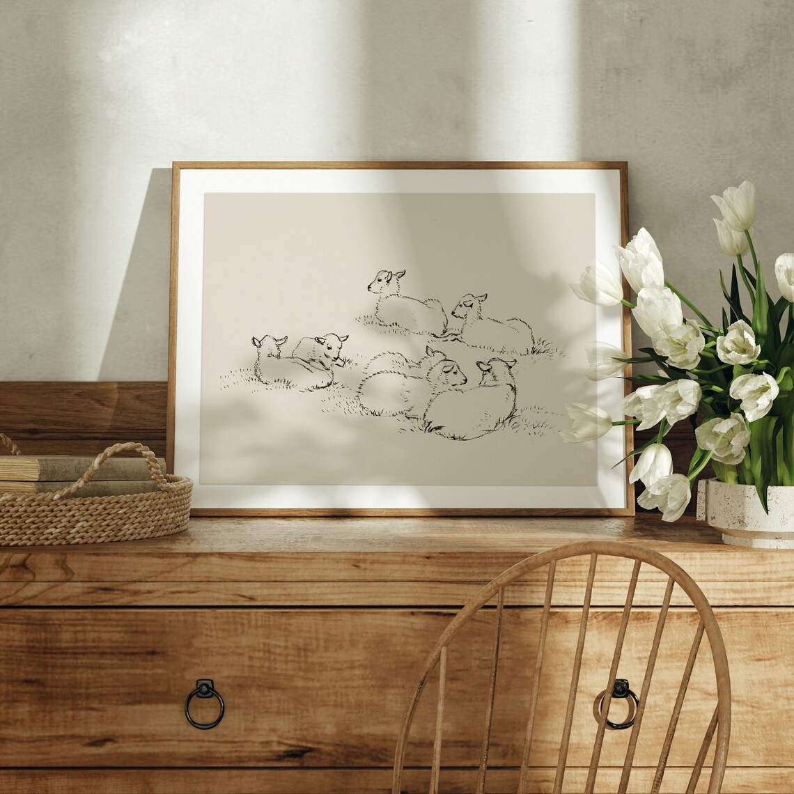 Vintage Sheep Nursery Animal Sketch Art Print - Image 3