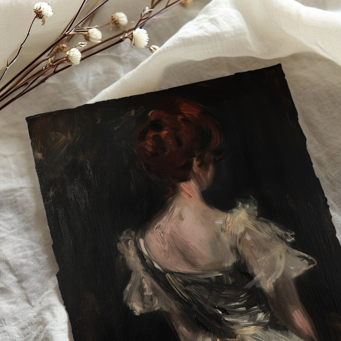 Moody Portrait Woman Vintage Dark Academia Art Print - Image 4
