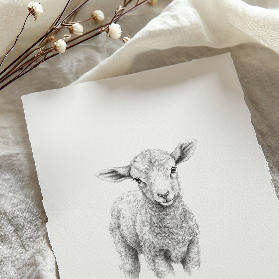 Sheep Print Wall Art, Cute Lamb Sketch Nursery Decor - Image 4