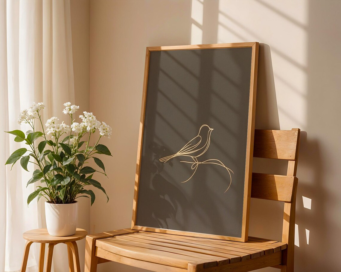 Minimalist Line Art Bird, Home Kitchen Office Decor - Image 5