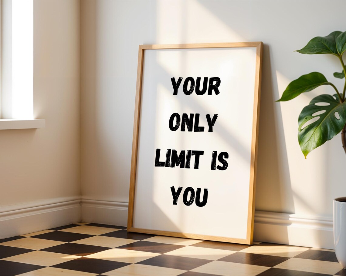 Your Only Limit Is You Bold Black Quote Motivational Wall Art - Image 3