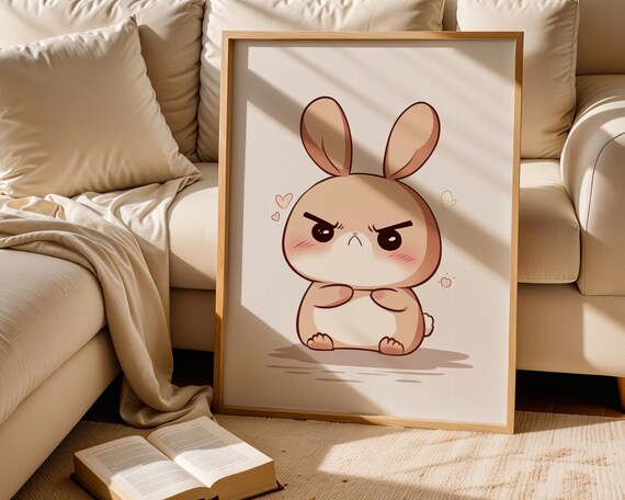 Cute Angry Rabbit Poster, Home And Room Decor