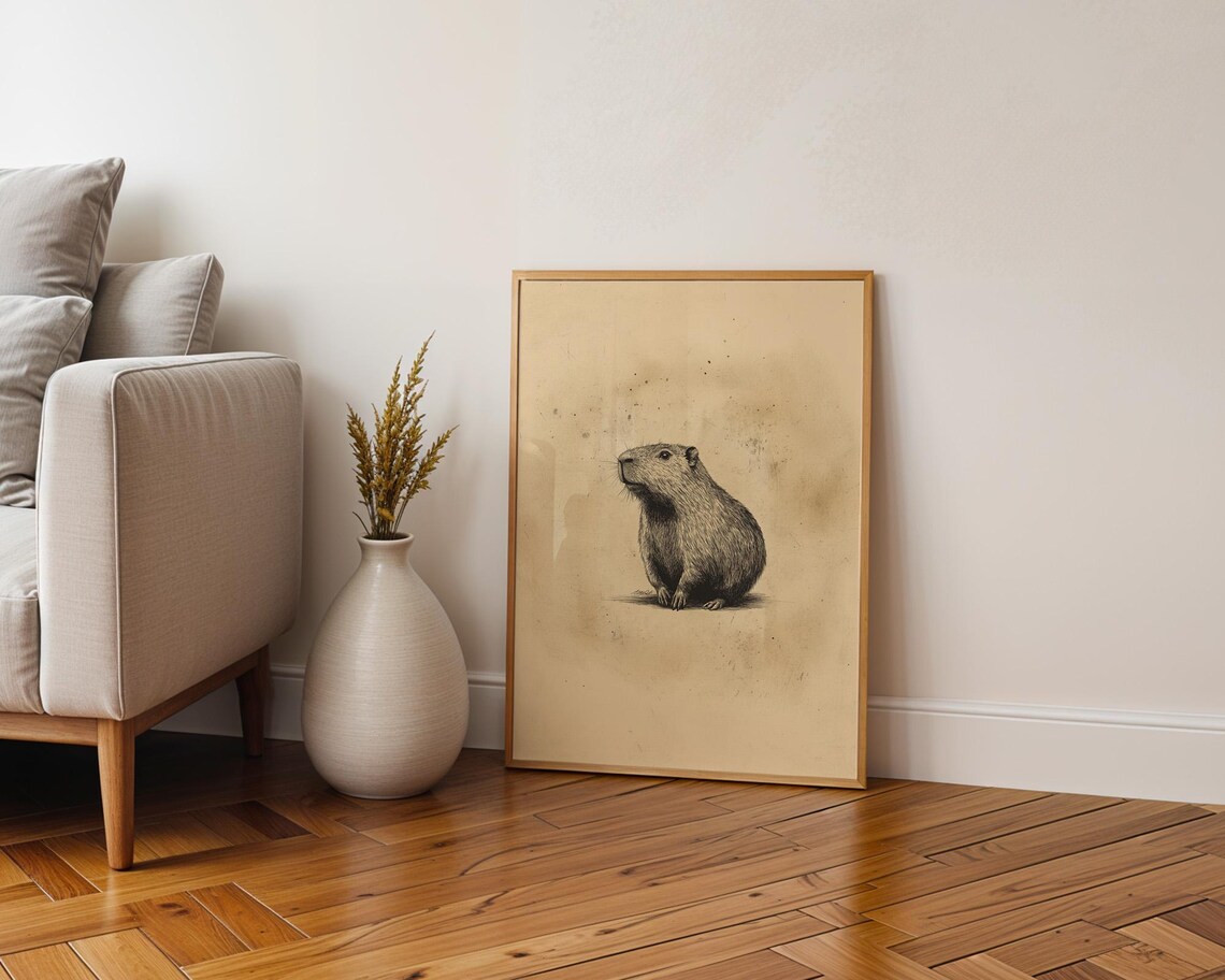 Vintage Capybara Art Print, Kitchen Office Decor - Image 5