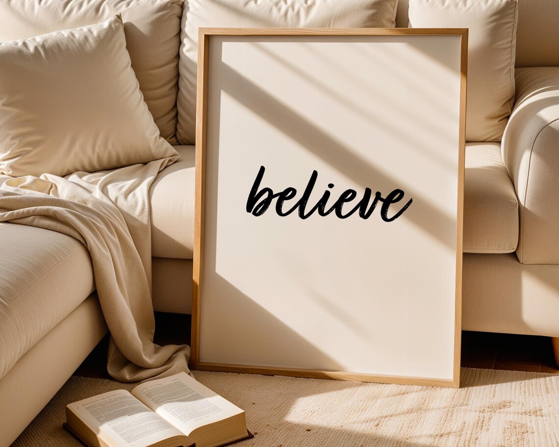 Believe Elegant Script Inspirational Quote Poster for Minimalist Home Decor - Image 6