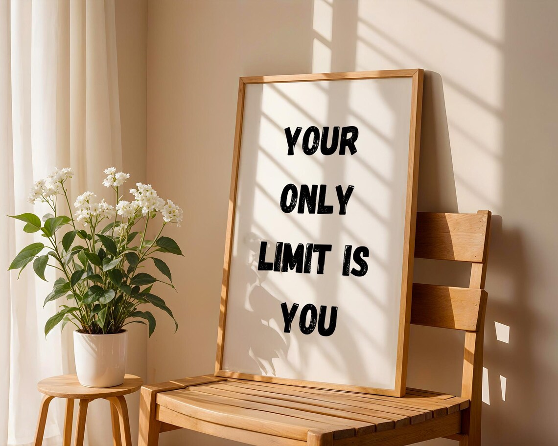 Your Only Limit Is You Bold Black Quote Motivational Wall Art - Image 4