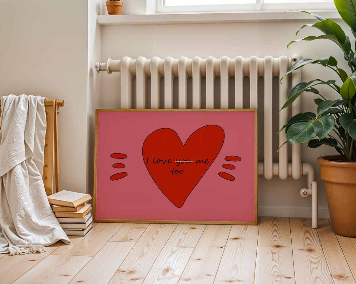 I Love Me Too Pink Background Funny Poster Wall Art Home Room Decor