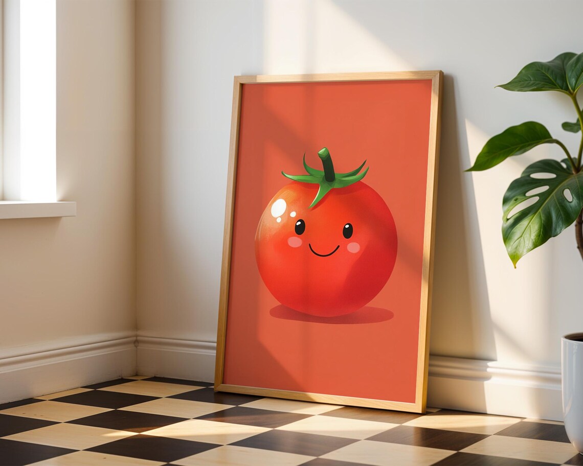 Cute Tomato Kids Poster, Kitchen Decor - Image 3