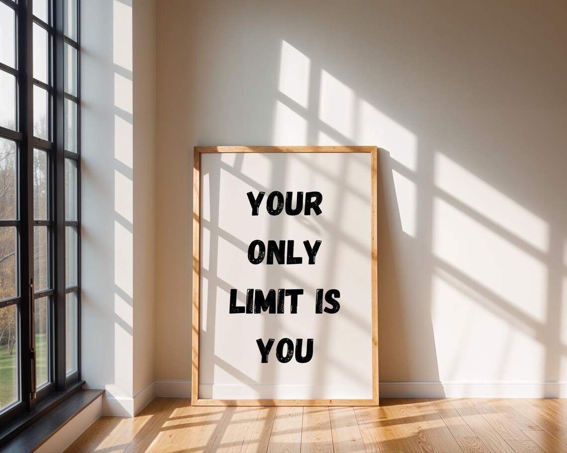 Your Only Limit Is You Bold Black Quote Motivational Wall Art - Image 6