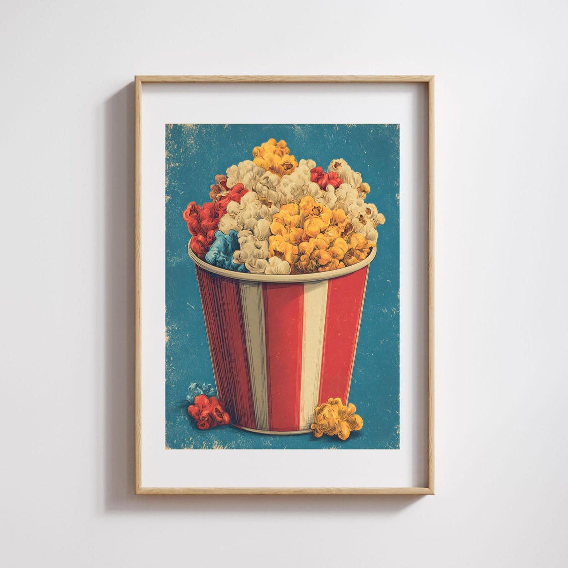 Vintage Pop Art Popcorn Bucket Print Retro Movie Night Poster 163