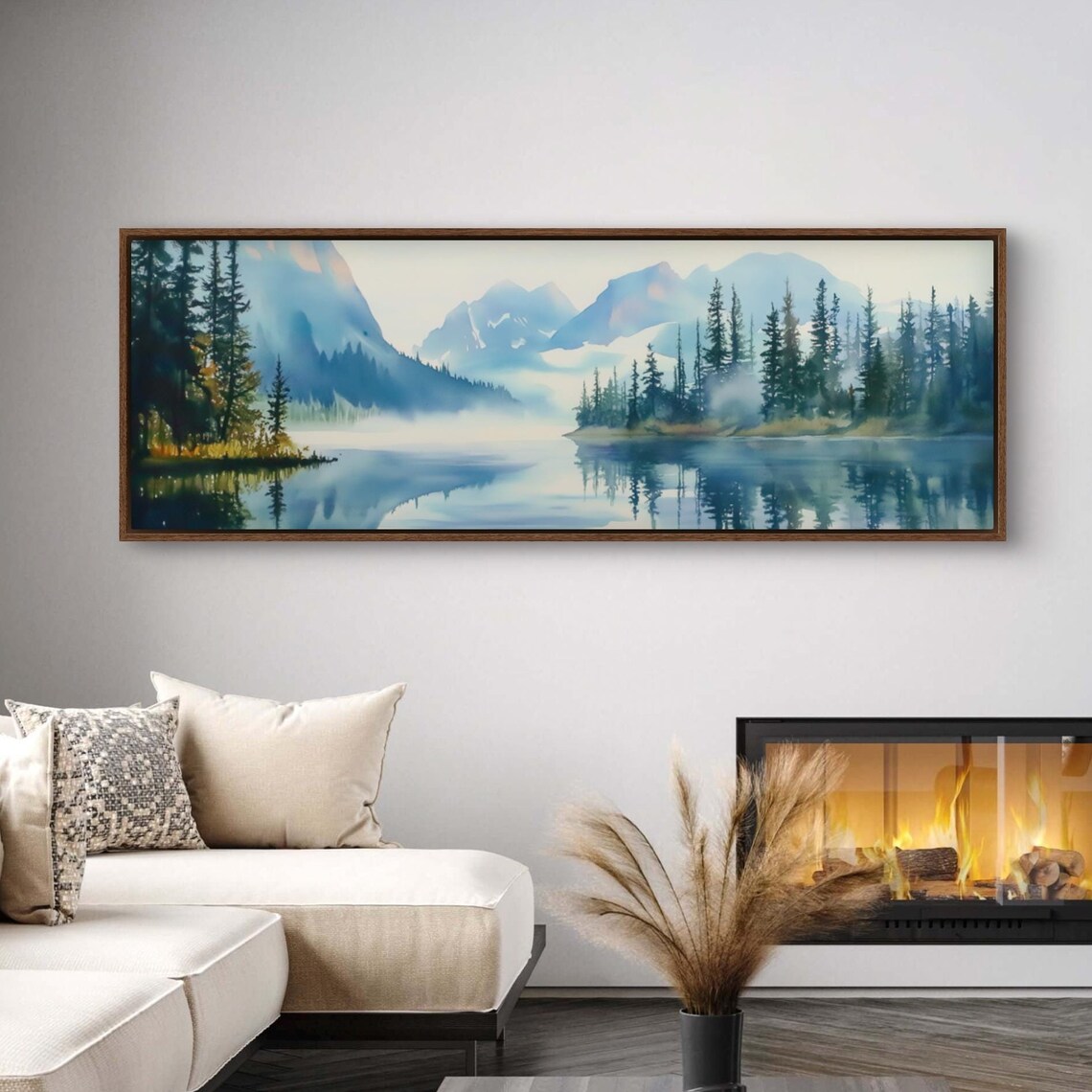 Misty Mountain Lake Panoramic Nature Print