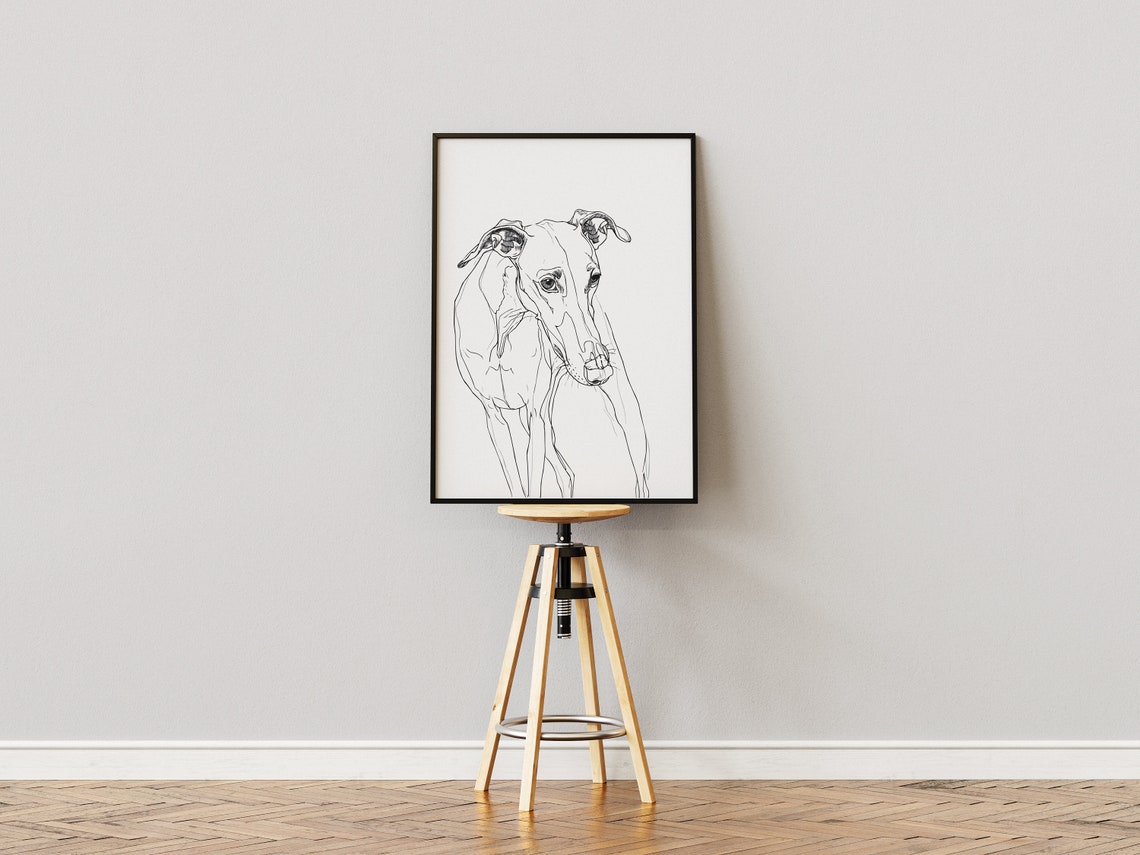 Greyhound Elegant Portrait Fine Line Drawing Sleek Minimal Dog Poster - Image 3