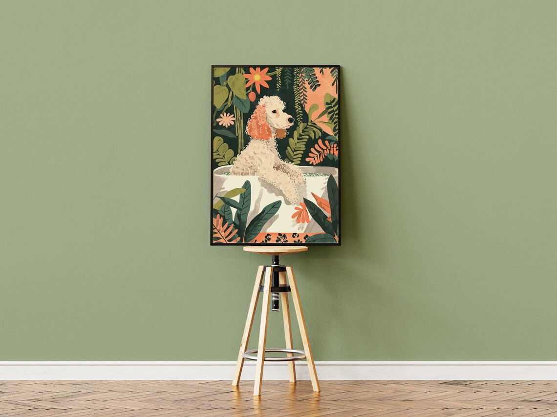 White Standard Poodle Animal Kids Room Boho Poster - Image 3